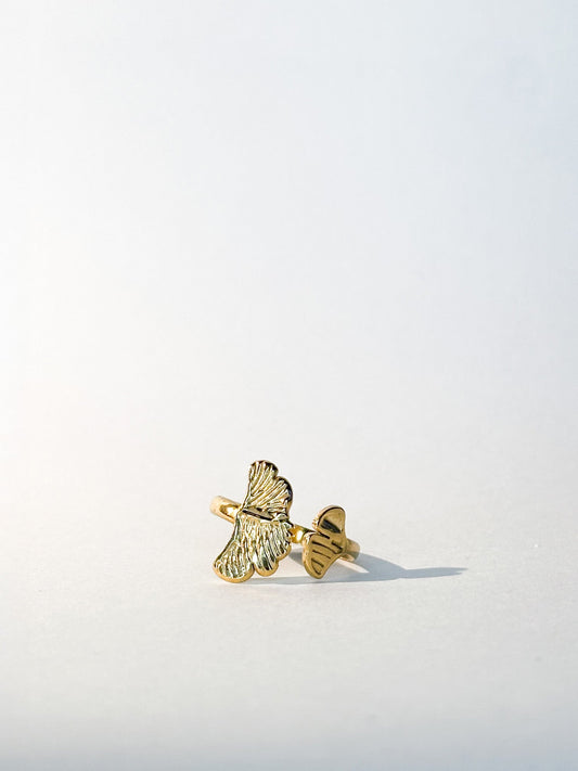 Bague Ailes de Grâce dorée ajustable - Bagues - Bijoux inoxydables