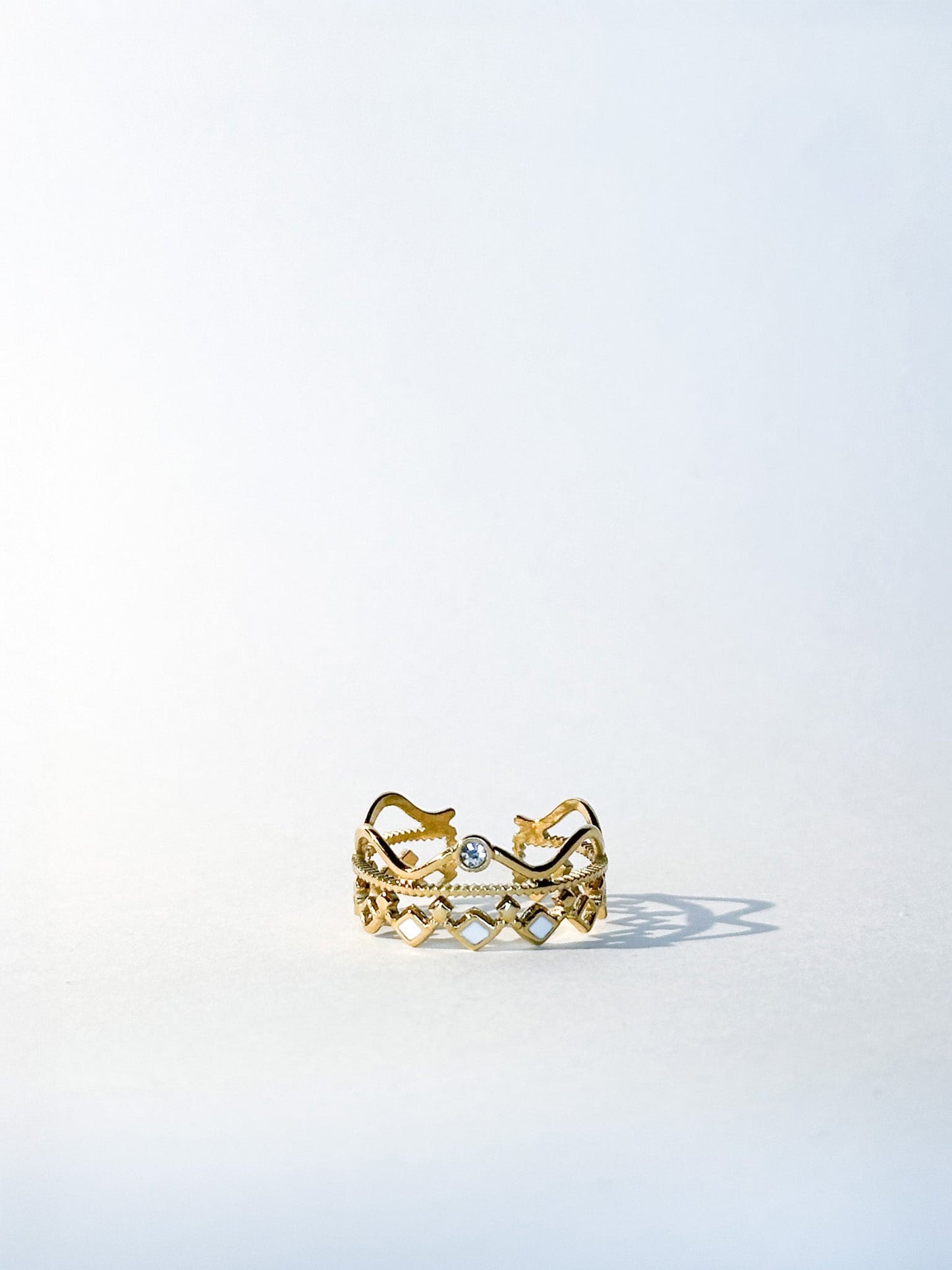 Bague Bohème dorée et blanche ajustable - Bagues - Bijoux inoxydables