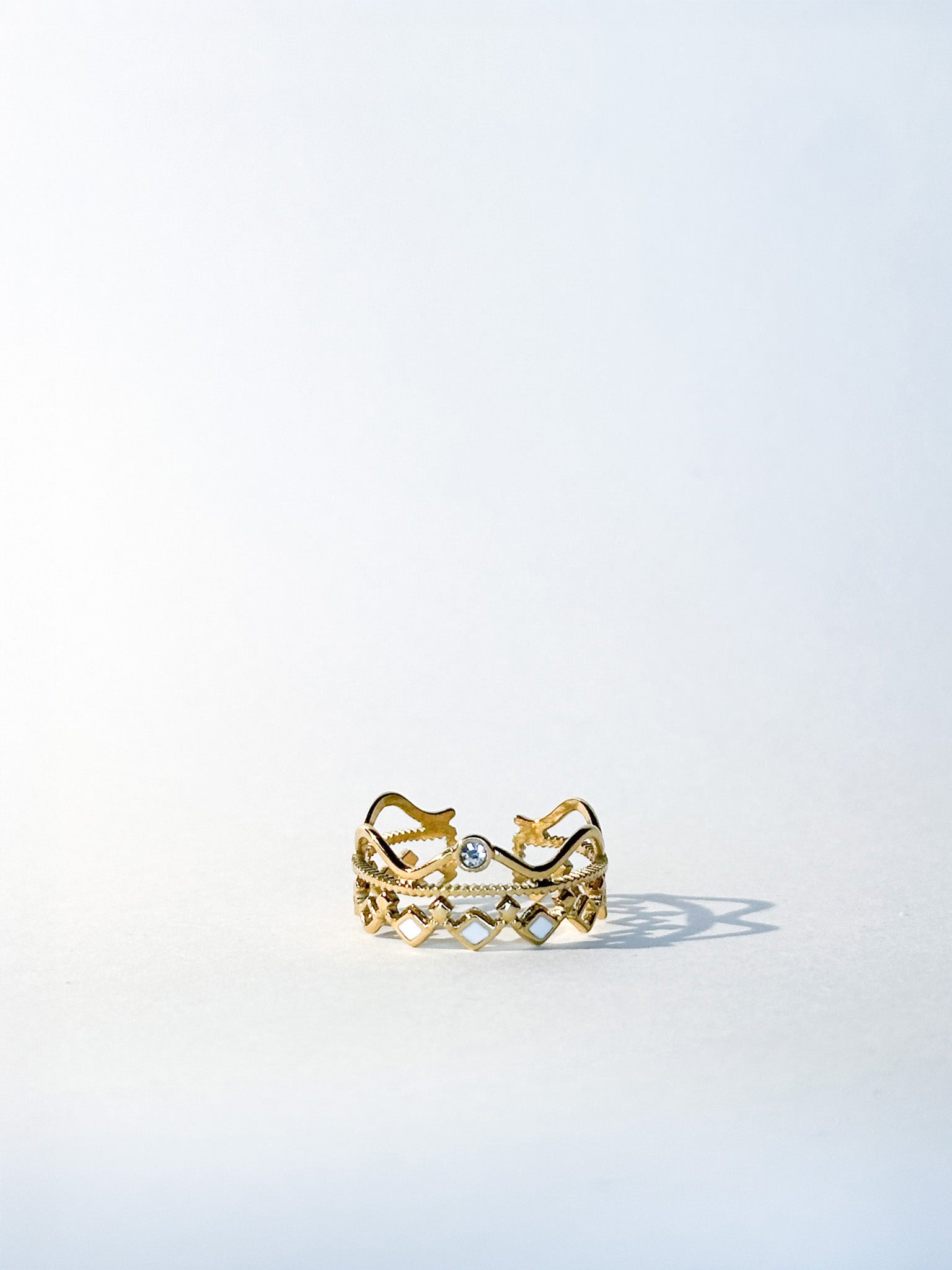 Bague Bohème dorée et blanche ajustable - Bagues - Bijoux inoxydables