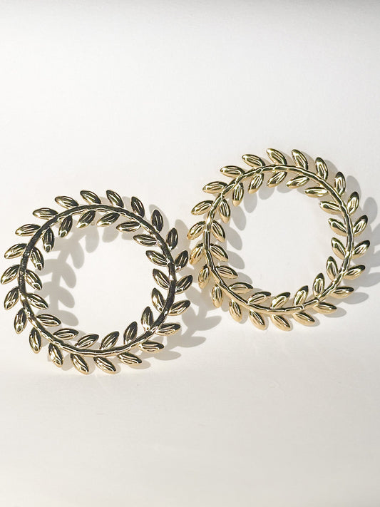 Boucles d'oreilles Dorées Créoles Laurier - Boucle d'oreilles - Bijoux inoxydables